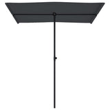 Градински чадър с алуминиев прът, 180x110 см, черен