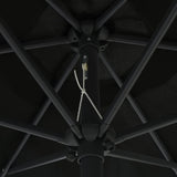Градински чадър с алуминиев прът, 270x246 см, черен