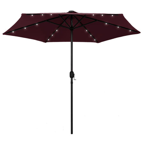 Чадър с LED светлини и алуминиев прът, 270 см, бордо червен