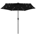 Чадър с LED светлини и алуминиев прът, 270 см, черен