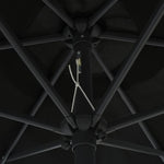 Чадър с LED светлини и алуминиев прът, 270 см, черен