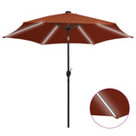Чадър с LED светлини и алуминиев прът, 300 см, теракота