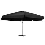 Градински чадър с алуминиев прът, 600 см, черен