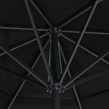 Градински чадър с алуминиев прът, 600 см, черен
