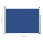 Прибираща се странична тента, 100x500 см, синя