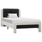 Рамка за легло, бяло и черно, изкуствена кожа, 100x200 cм - Bestgoodshopbg