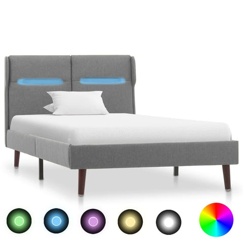 Рамка за легло с LED, светлосива, текстил, 90x200 см - Bestgoodshopbg