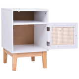 Нощно шкафче, бяло, 40x40x61 см, МДФ и ратан - Bestgoodshopbg