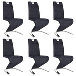 Трапезни столове, зигзагообразни, 6 бр, сиви, изкуствен велур - Bestgoodshopbg