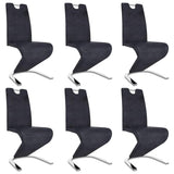 Трапезни столове, зигзагообразни, 6 бр, сиви, изкуствен велур - Bestgoodshopbg