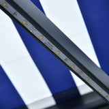 Сенник, сензор за вятър и LED, 350x250 см, синьо и бяло