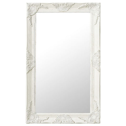 Стенно огледало, бароков стил, 50x80 см, бяло