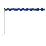 Автоматично прибиращ се сенник, 450x300 см, синьо и бяло