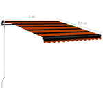 Прибиращ се сенник сензор за вятър LED 300x250 см оранжевокафяв