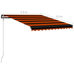 Прибиращ се сенник сензор за вятър LED 350x250 см оранжевокафяв