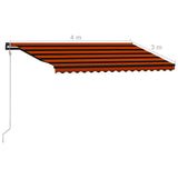 Прибиращ се сенник сензор за вятър LED 400x300 см оранжевокафяв