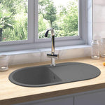 Кухненска мивка с преливник, овал, сива, гранит - Bestgoodshopbg