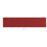 Балконски параван, червен, 90x400 см, HDPE