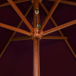 Градински чадър с дървен прът, бордо червен, 200x300 см