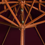 Чадър с двоен покрив и дървен прът, бордо червен, 270 см