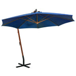 Висящ чадър с прът, лазурносин, 3,5x2,9 м, чам масив