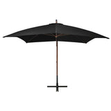 Висящ чадър с прът, черен, 3x3 м, чам масив
