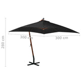 Висящ чадър с прът, черен, 3x3 м, чам масив