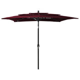 Градински чадър на 3 нива с алуминиев прът, бордо, 2,5x2,5 м