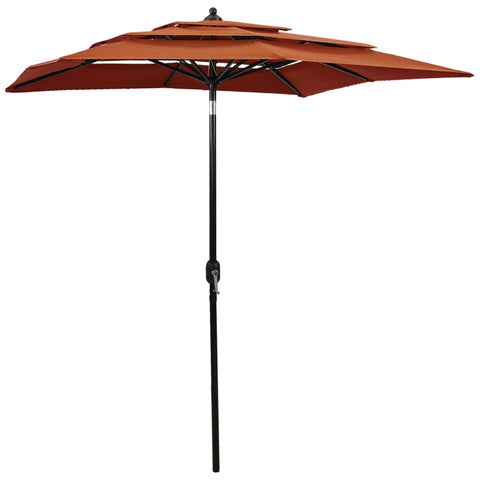 Градински чадър на 3 нива с алуминиев прът, теракота, 2x2 м