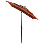Градински чадър на 3 нива с алуминиев прът, теракота, 2x2 м