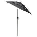 Градински чадър на 3 нива с алуминиев прът, антрацит, 2 м