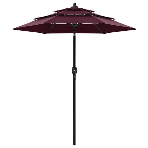 Градински чадър на 3 нива с алуминиев прът, бордо червен, 2 м