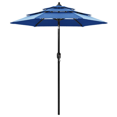 Градински чадър на 3 нива с алуминиев прът, лазурносин, 2 м