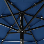 Градински чадър на 3 нива с алуминиев прът, лазурносин, 2 м