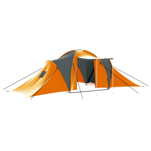 Палатка за къмпинг за 9 души, текстил, сиво и оранжево