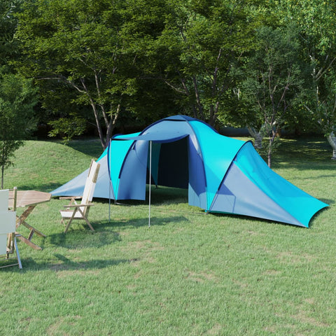 Къмпинг палатка за 6 души синьо и светлосиньо