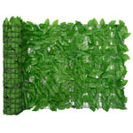 Балконски параван със зелени листа, 500x75 см