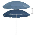 Градински чадър със стоманен прът, син, 180 см