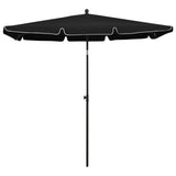 Градински чадър с прът, 210x140 см, черен