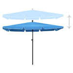 Градински чадър с прът, 210x140 см, лазурносин