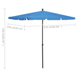 Градински чадър с прът, 210x140 см, лазурносин