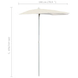 Градински полукръгъл чадър с прът 180x90 см пясъчен