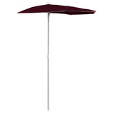 Градински полукръгъл чадър с прът 180x90 см бордо червен