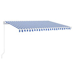 Ръчно прибиращ се сенник, 400x350 см, синьо и бяло