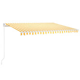 Ръчно прибиращ се сенник, 400x350 см, жълто и бяло