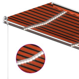 Автоматичен сенник LED сензор за вятър 450x350 см оранжевокафяв