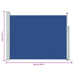 Прибираща се странична тента, 140x500 см, синя
