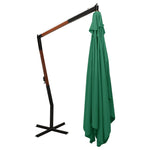Конзолен чадър с дървен прът, 400x300 см, зелен