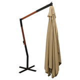 Конзолен чадър с дървен прът, 400x300 см, таупе