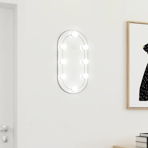 Огледало с LED лампи, 40x20 см, овално, стъкло